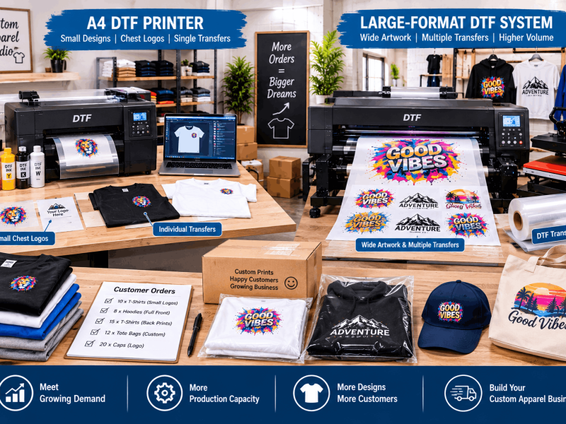 Upgrade A4 DTF printer from compact production to a larger printing setup