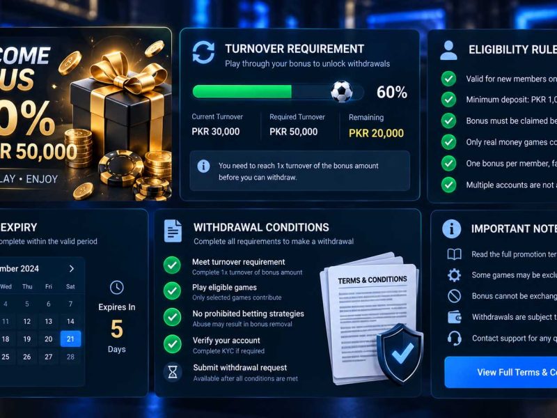 Bonus turnover requirements with eligibility and withdrawal conditions