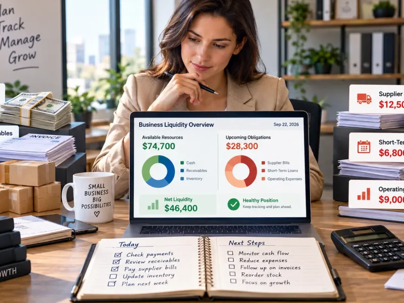 Working capital for small business showing current assets and short-term liabilities